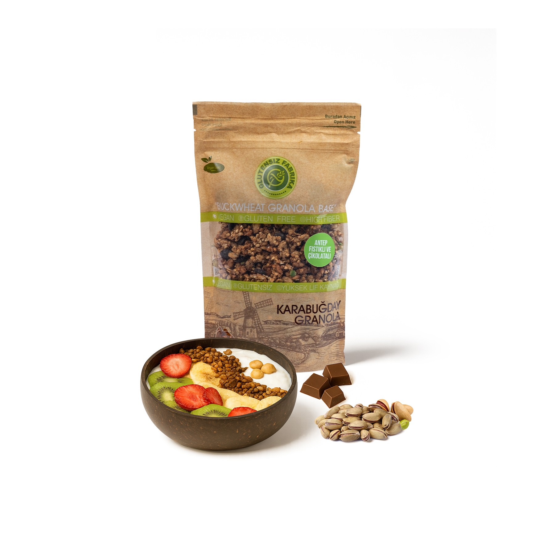 Antep Fıstıklı Çikolatalı 300 Gr Yulaf & Karabuğday Granola